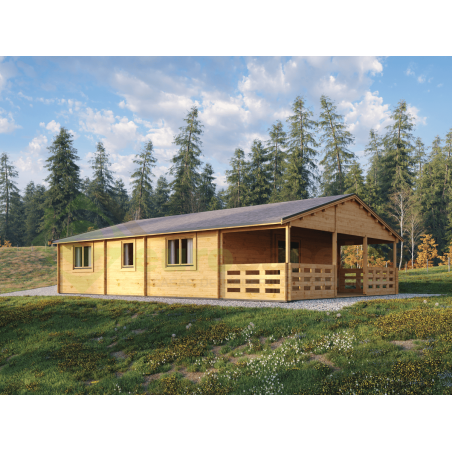 Casa de madera VEGA de 70 m² con gran terraza