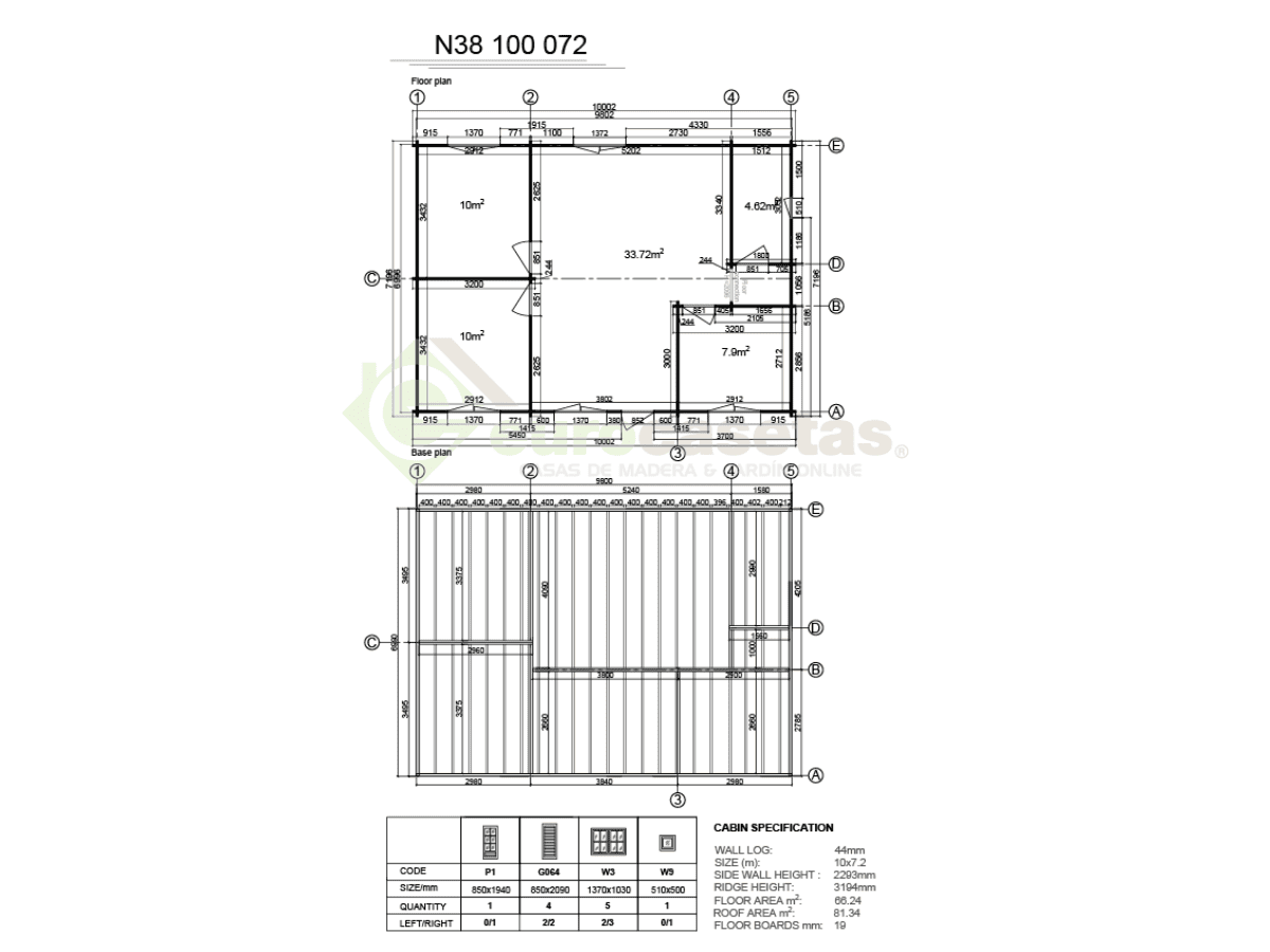 Casa de madera residencial Solia 66 m², 44 mm