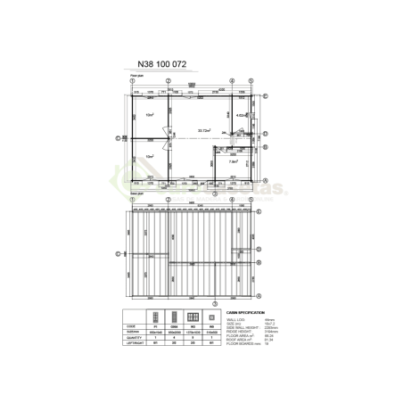 Casa de madera residencial Solia 66 m², 44 mm