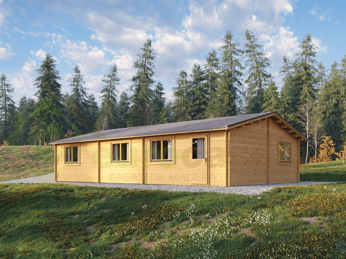 Maison en bois résidentielle Elara 77 m², 44 mm