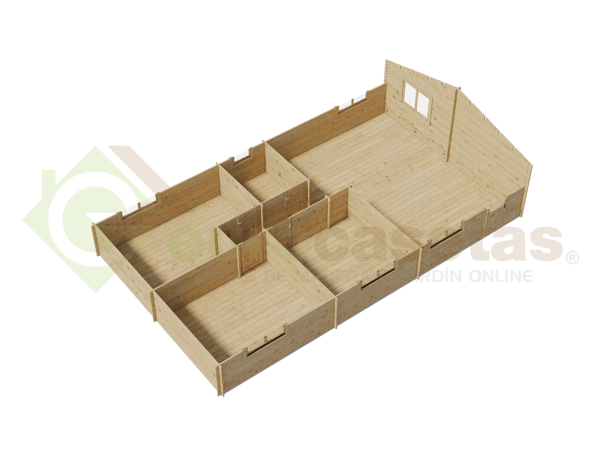Casa de madera residencial Elara 77 m², 44 mm