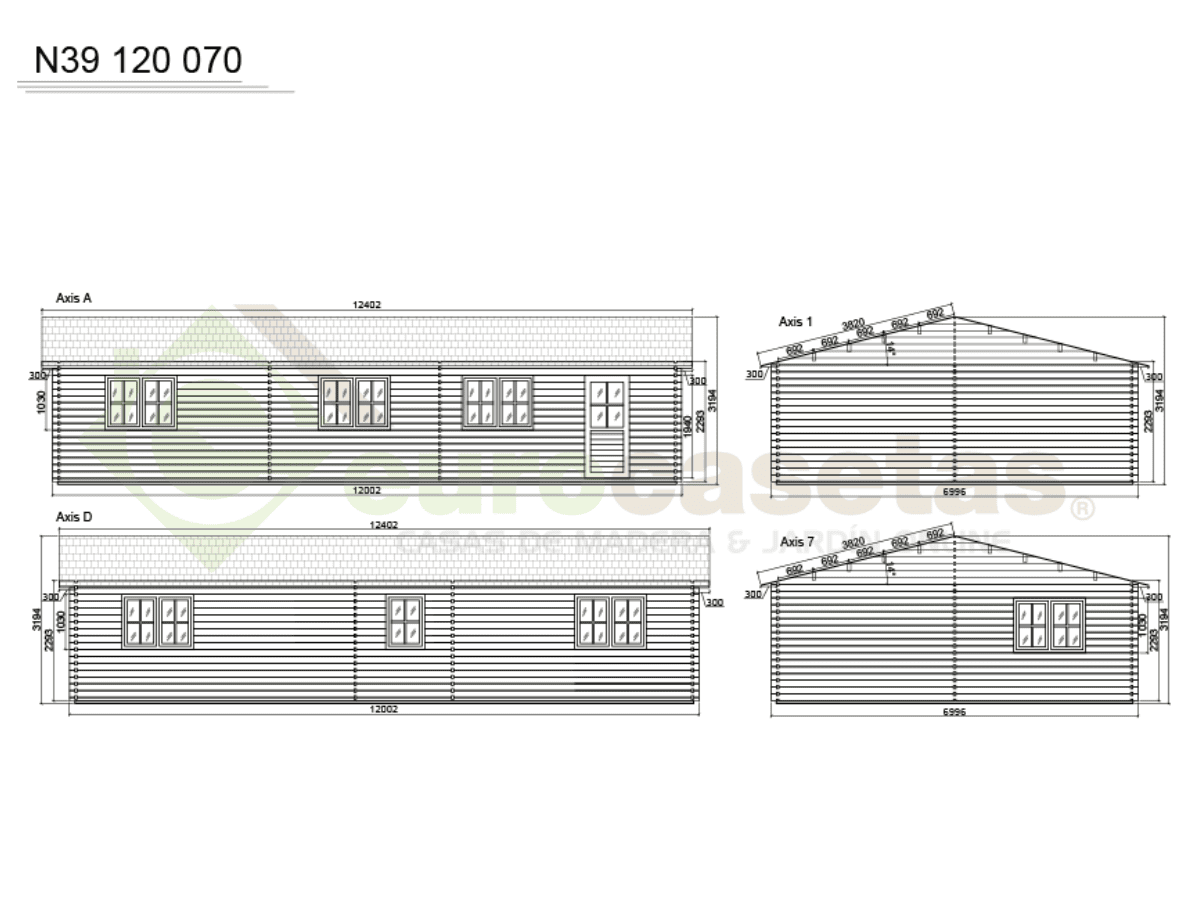 Casa de madera residencial Elara 77 m², 44 mm