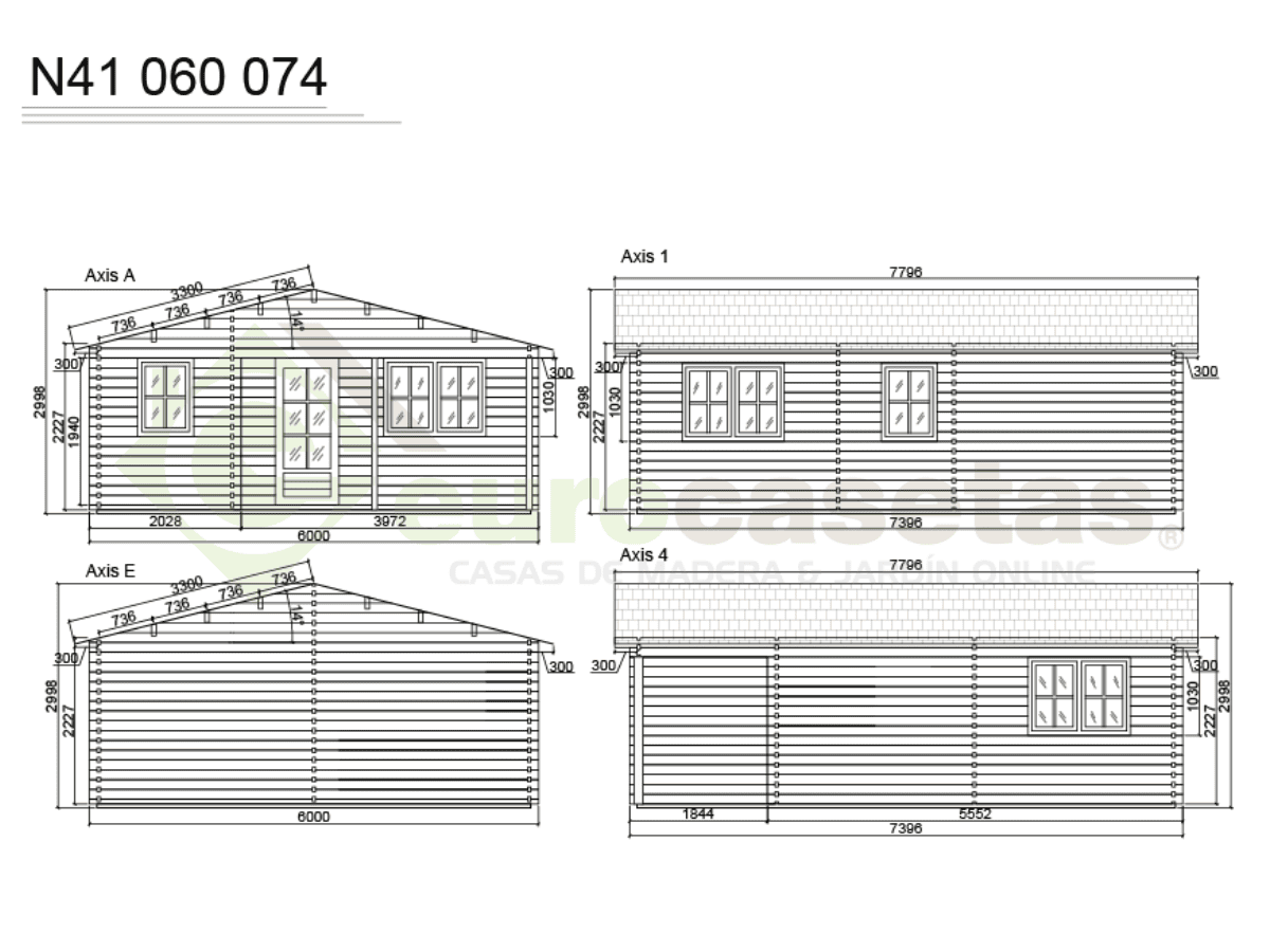 Casa de madera Freya 32 m², 44 mm