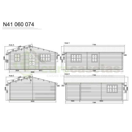 Casa de madera Freya 32 m², 44 mm