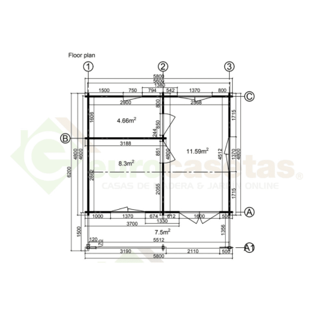 Moosy Wooden House 24 m², 44 mm