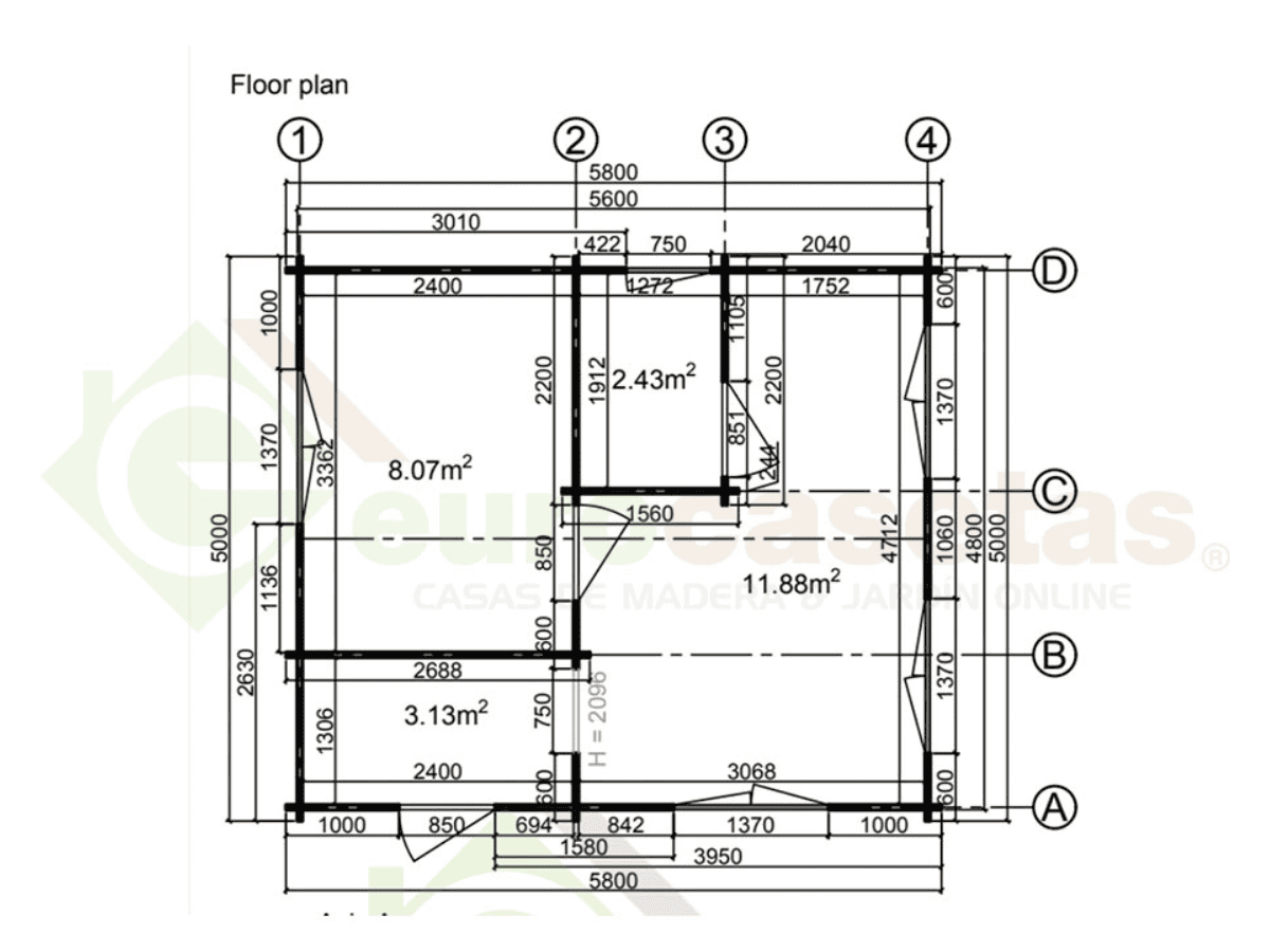 Casa de madera Hazel 25 m², 44 mm