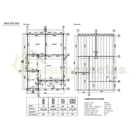 Sora Wooden House 42 m², 44 mm
