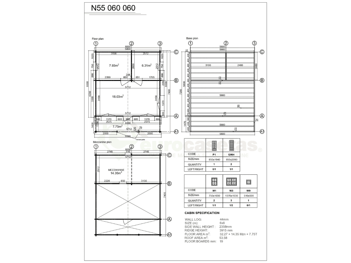 Casa de madera Liora 46 m², 44 mm