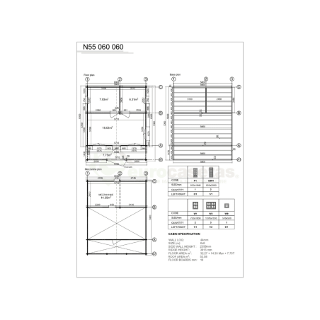 Maison en bois Liora 46 m², 44 mm