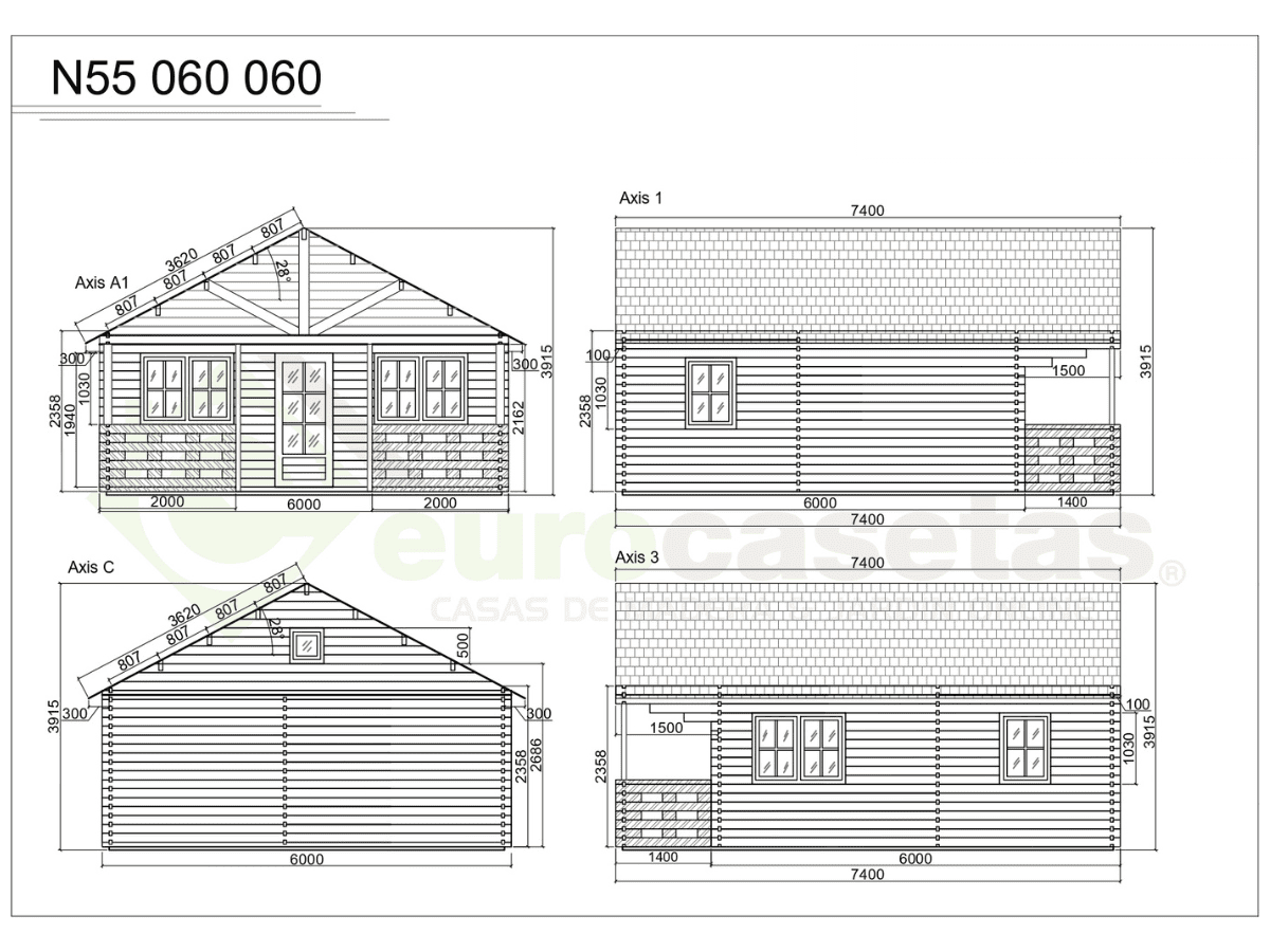 Casa de madera Liora 46 m², 44 mm