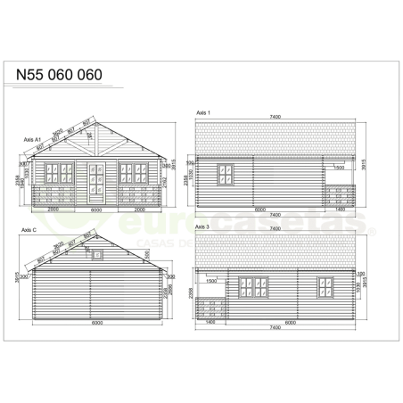 Maison en bois Liora 46 m², 44 mm