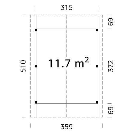 CARPORT DE MADERA ROBERT 11,7 m2