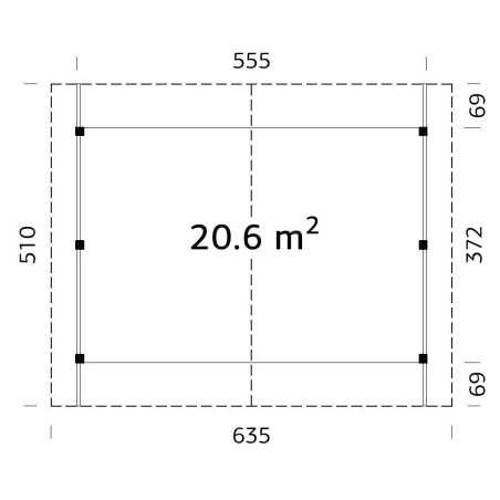 CARPORT DE MADERA  ROBERT 20,6  m2