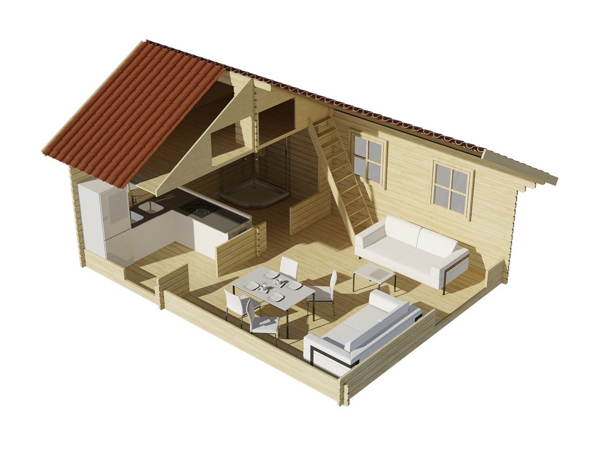 Casa de madera NOIA TWINSKIN  en pared doble 44-50-44