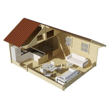 Casa de madera NOIA TWINSKIN  en pared doble 44-50-44