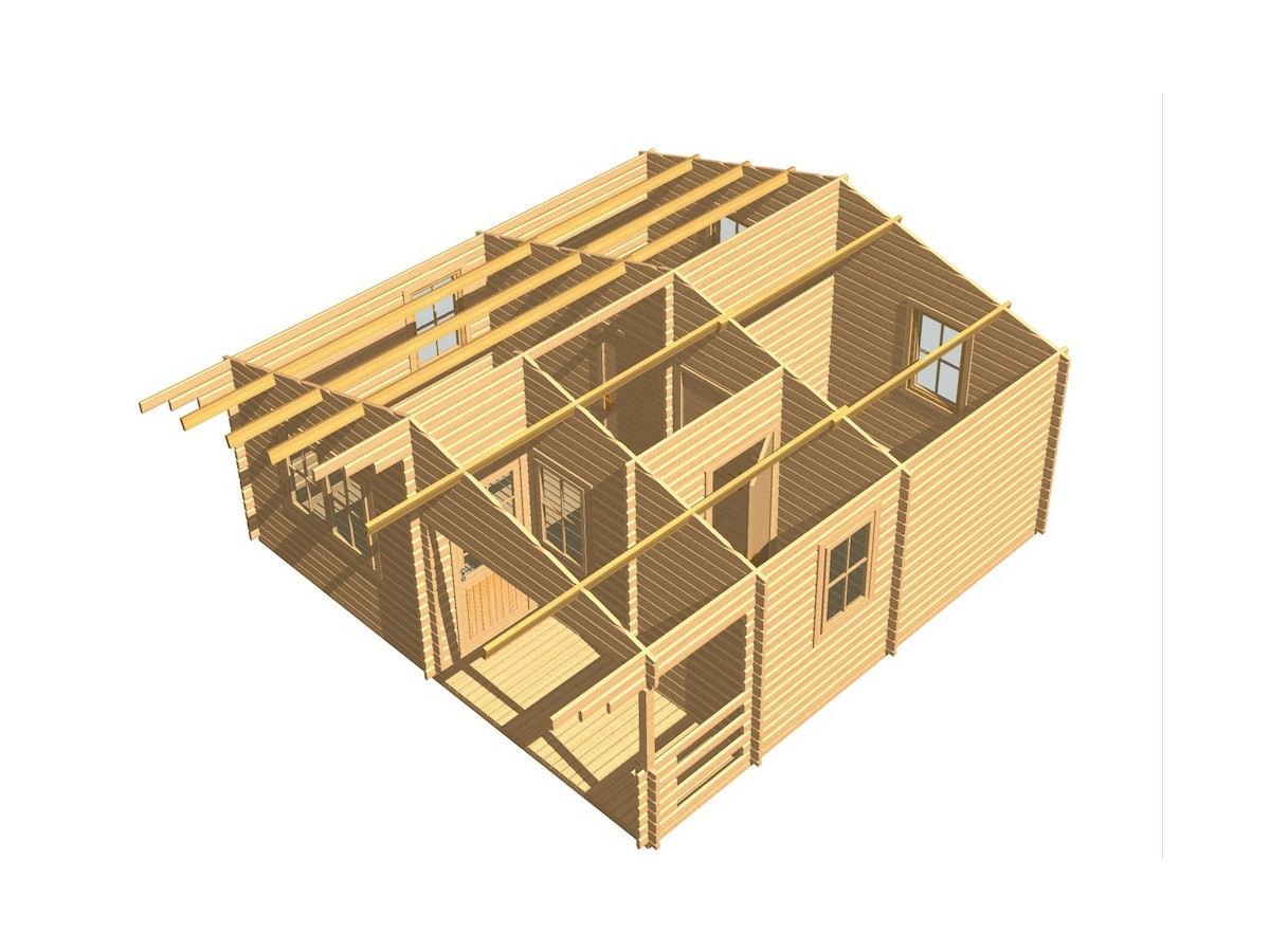Casa de madera en doble pared "FAY TWINSKIN" -44-50-44 mm