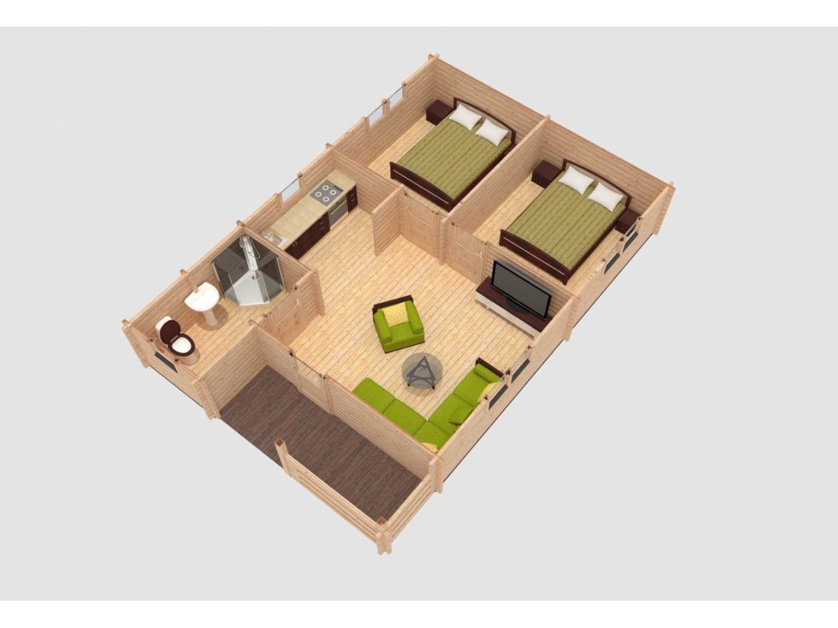 CASA DE MADERA EN DOBLE PARED  "ALMERIA " - 44-50-44  mm