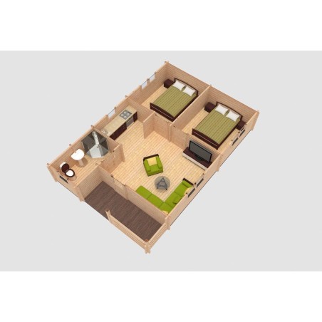 CASA DE MADERA EN DOBLE PARED  "ALMERIA " - 44-50-44  mm
