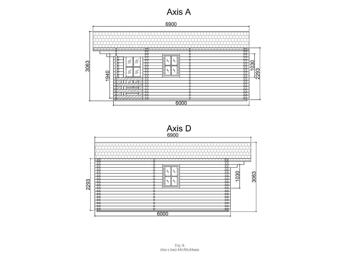 Casa de madera en doble pared "FAY TWINSKIN" -44-50-44 mm