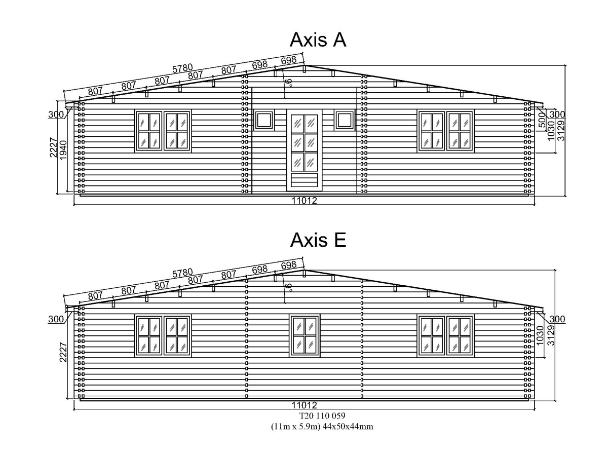 Casa de madera KRISTI TWINSKIN en doble pared 44-50-44