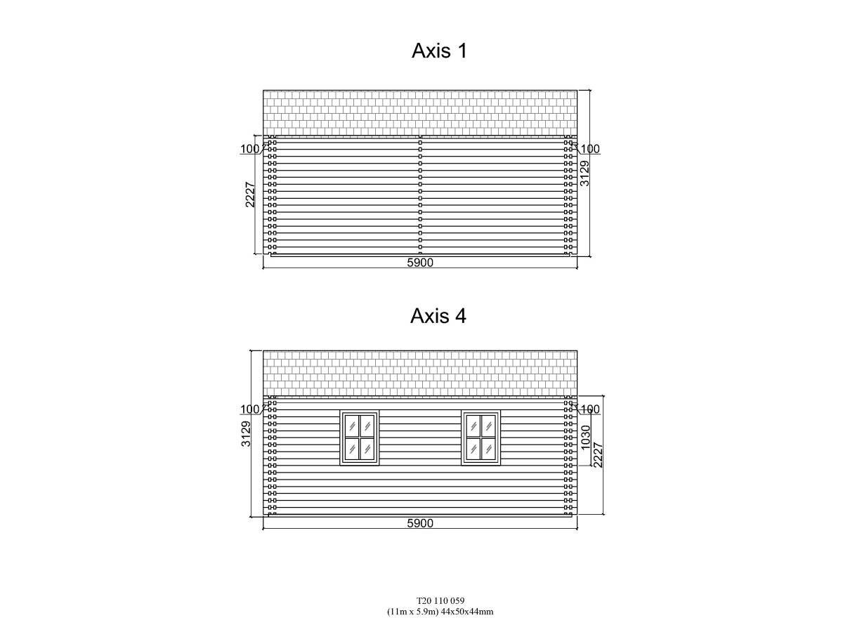 Casa de madera KRISTI TWINSKIN en doble pared 44-50-44
