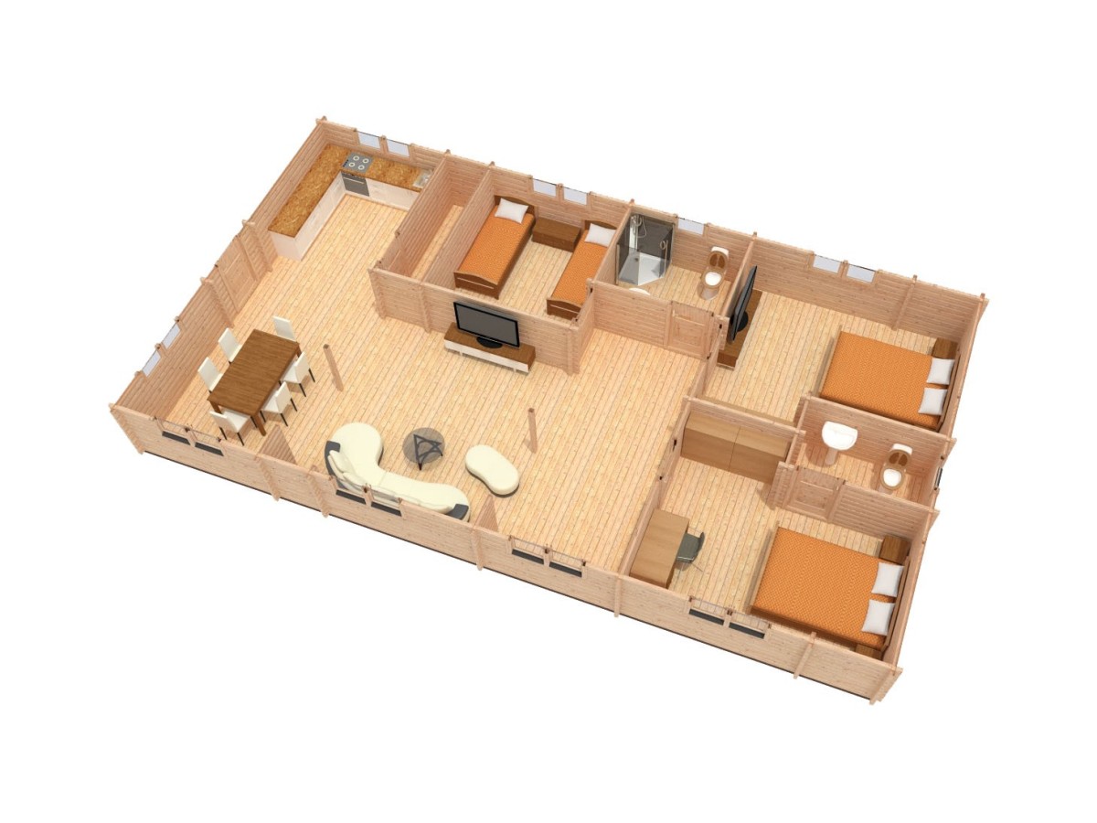 CASA DE MADERA  "SEVILLA " - 44-50-44 mm