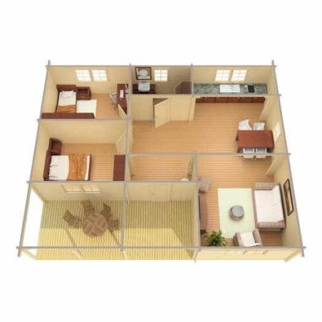 CASA DE MADERA EN DOBLE PARED  "JENNIFER TWINSKIN " - 44 -50-44 mm