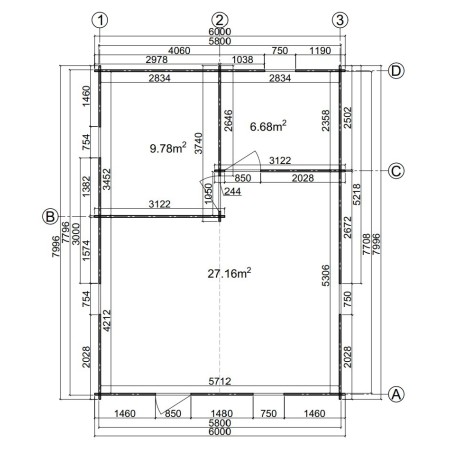 Casa de madera "JULIA 6x8 , 48 m2 " 