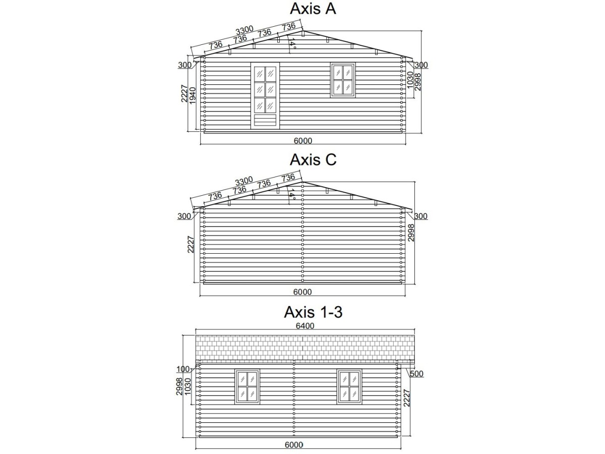 Casa de madera  "BERTA 6x6 , 36 m2  " 