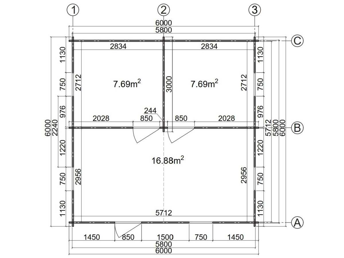 Casa de madera "BERTA 6x6 , 36 m2 " 