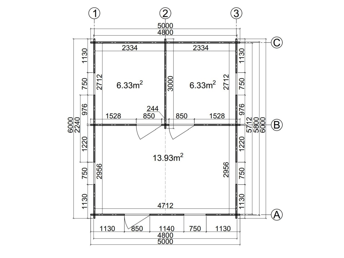 Casa de madera  "BERTA  5x6 , 30 m2  " 