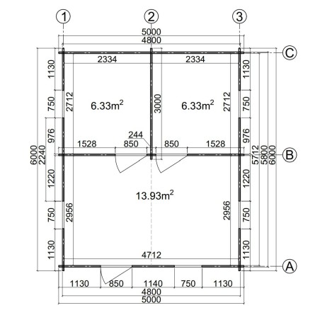 Casa de madera  "BERTA  5x6 , 30 m2  " 