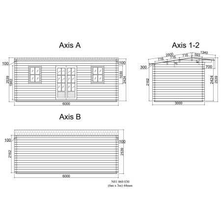 CASETA DE JARDIN "NIKA  6X3" , 44 mm 