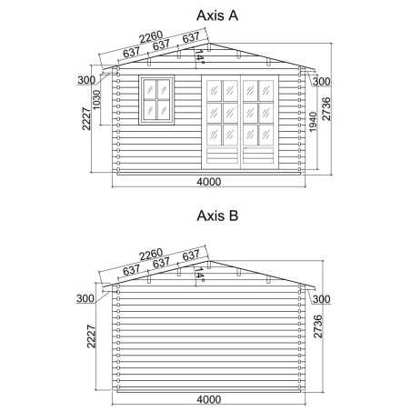CASETA DE MADERA  LDA 4X4 , 44 mm