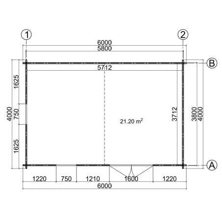 CASETA DE MADERA   LIDA 6X4 , 44 mm 