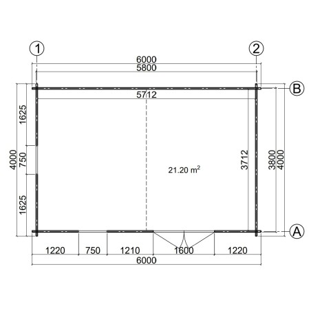 CASETA DE MADERA   LIDA 6X4 , 44 mm 