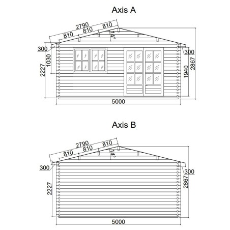 Caseta de jardin ALTEA 5x5 m , 44 mm 