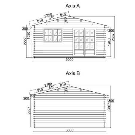 Caseta de jardin ALTEA 5x5 m , 44 mm 