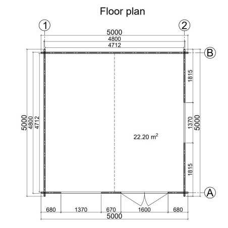 Caseta de jardin ALTEA 5x5 m , 44 mm 