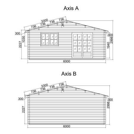 Casa de jardin ALTEA 6x6 , grosor 44 mm 