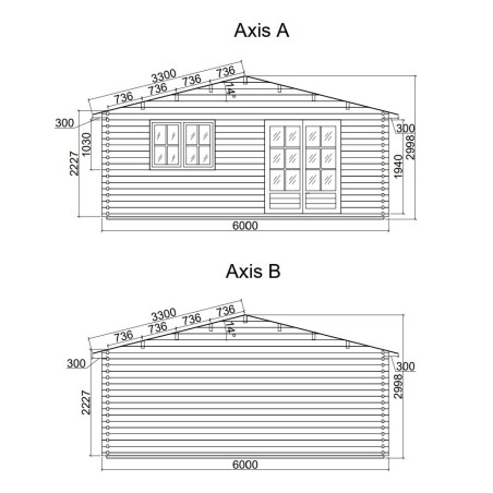 Casa de jardin ALTEA 6x6 , grosor 44 mm 