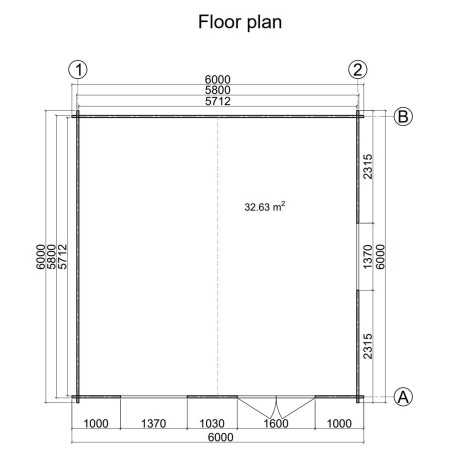 Casa de jardin ALTEA 6x6 , grosor 44 mm 