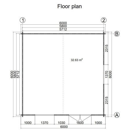 Casa de jardin ALTEA 6x6 , grosor 44 mm 