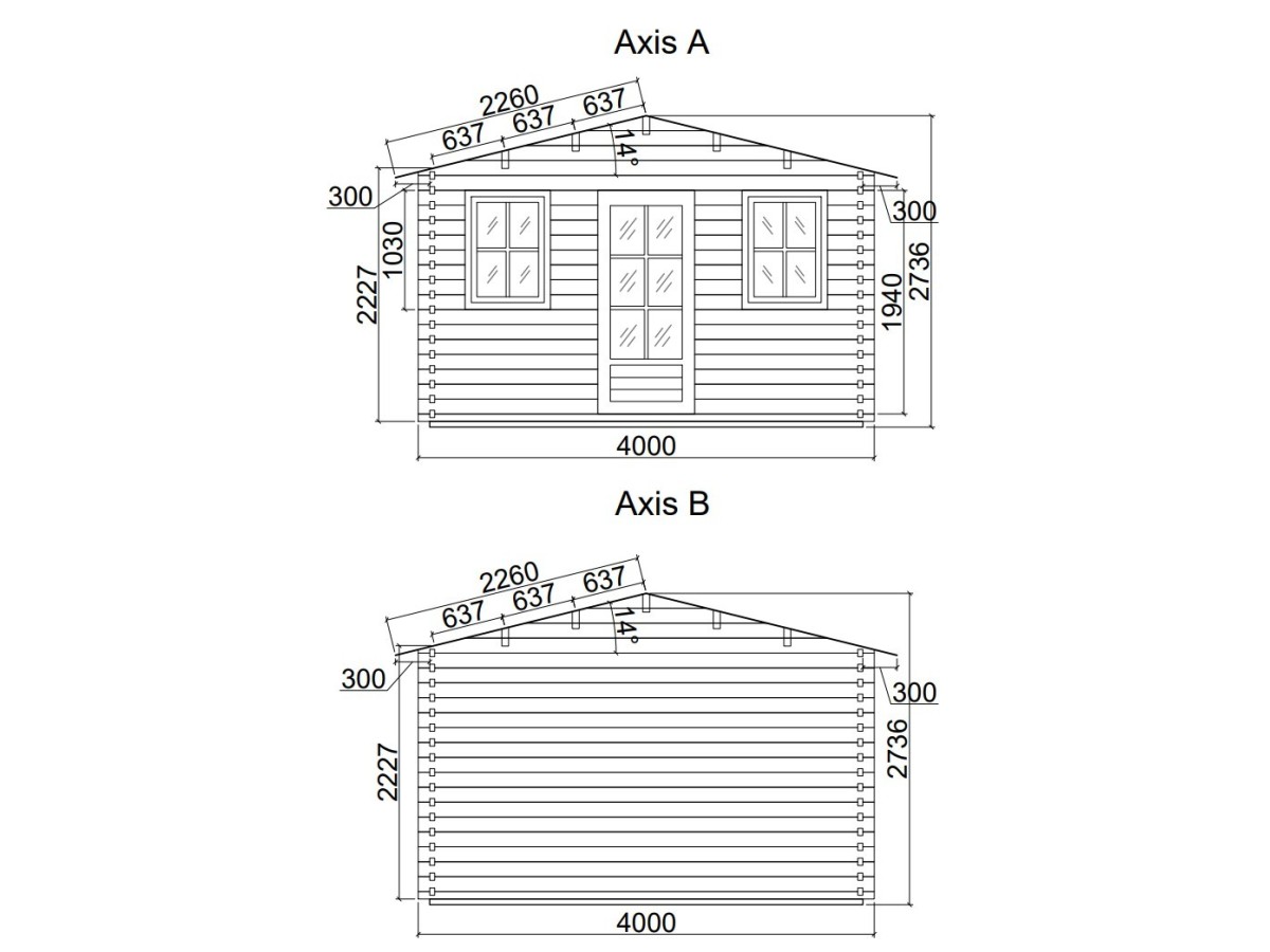 Caseta de jardín "GANDIA 4X4" , 16 m2 , 44 mm 