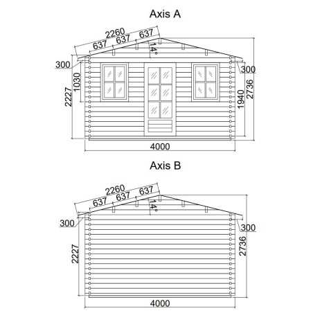 Caseta de jardín "GANDIA 4X4" , 16 m2 , 44 mm 
