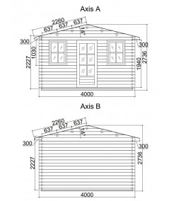 Caseta de jardín "GANDIA 4X4" , 16 m2 , 44 mm 