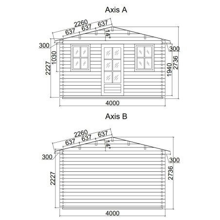 Caseta de jardín "GANDIA 4X4" , 16 m2 , 44 mm 