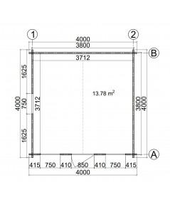 Caseta de jardín "GANDIA 4X4" , 16 m2 , 44 mm 