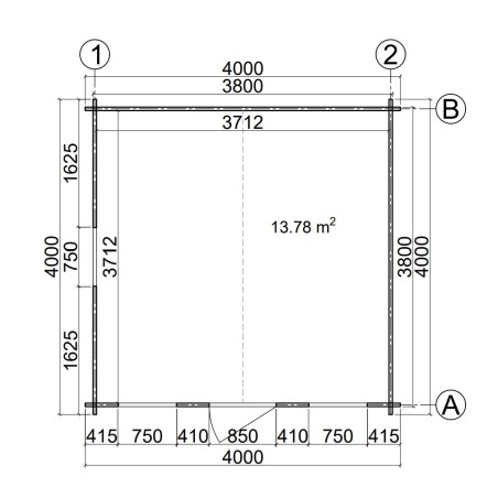 Caseta de jardín "GANDIA 4X4" , 16 m2 , 44 mm 