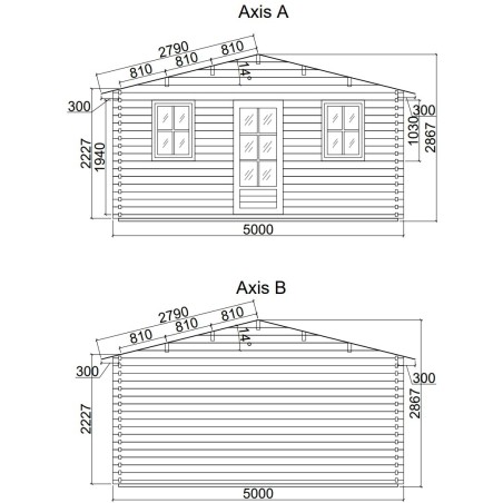 Caseta de jardin   GANDIA  5X4 , 20 m2 , 44 mm